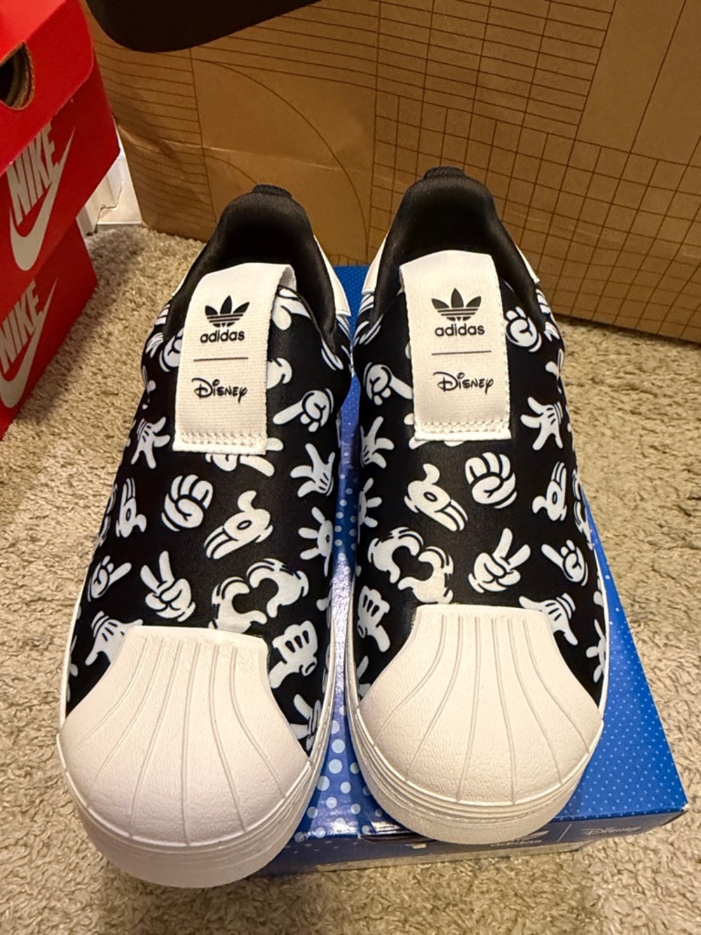 adidas Originals Black & White Disney Kids Slip-On Sneakers